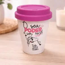 Copo Café Biodegradável Chá com Tampa Fibra de Arroz Ecológico Kit