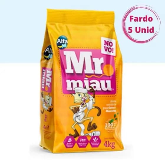 Kit 5un Areia Sanitária Higiênica Para Gatos Anti Odor Mr. Miau 20kg Total Envio Imediato