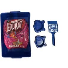 Kit Areia Eduket 4Kg + Caixa de Areia para gatos + comedouro + bebedouro + pazinha