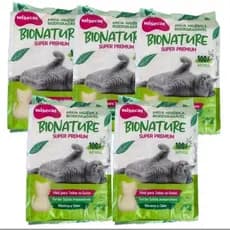Kit 5 Unidades Areia Higiênica de Mandioca Bionature WiseCat 2kg (Total 10kg) – Grãos Finos e Médios Envio Imediato