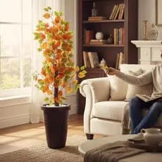Planta Artificial Arvore Outonada 1 Metro Enfeite Decoração casa sala Com Vaso Grande