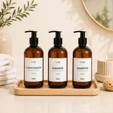 Kit Banheiro Completo Frasco Porta Shampoo Condicionador Acessórios Pote Para Sabonete Líquido