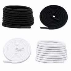 Cadarço Roliço 120cm (1 Par) Branco e Preto - Cordão para Bermudas, Calças e Moletom