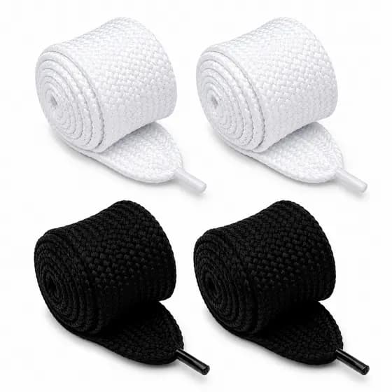 Kit Atacador Cadarço Poliéster Achatado Bboy Lace 17 mm Largura 1,20 Cm Cores Branco ou Preto