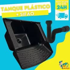 Tanque Plástico Lavanderia Preto 28 Litros Lavar Roupa + Sifão