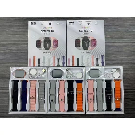 ‌Relógio Inteligente SERIES10 Kit 8+1 com Tela 2.01'', Fechamento Real, Chamadas Bluetooth, Jogos e Carregamento Sem Fio