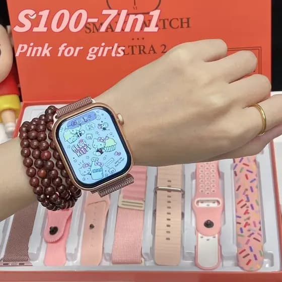 【Free shipping】Smartwatch S100 Ultra2⌚-Pressão Arterial + Monitor Cardíaco , Modos Esportivos , Notificações WhatsApp