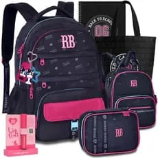 Kit Mochila RB Rebecca Bonbon Escolar Lancheira Estojo Notebook Reforçada Resistente Lançamento