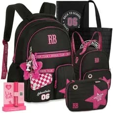 Kit Mochila RB Rebecca Bonbon Bolsinha Lançamento Escolar Lancheira Estojo com Brinde