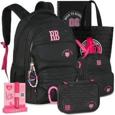Kit Mochila Lancheira Estojo RB Rebecca Bonbon Letrinhas Resistente Notebook Lançamento