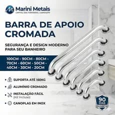 Barra de Apoio todos os tamanhos de Segurança para Banheiro Alumínio Cromado - Suporta 150kg
