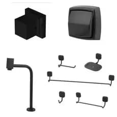 Kit Completo Assessórios Para Banheiro Preto Toalheiro Saboneteira Papeleira Quadrado Luxo