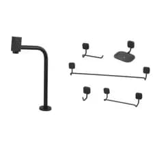 Kit Banheiro Preto Fosco Torneira Alta +Acessórios 05 Peças
