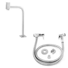 Kit Banheiro Torneira Alta Quadrada+Ducha Higiênica Cromada
