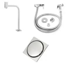 Kit Torneira bancada + Ducha Higiênica + Ralo Click Cromado