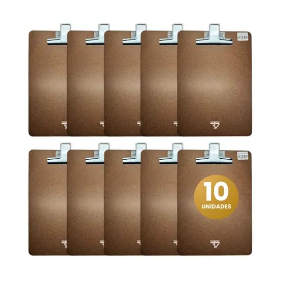 Prancheta De Madeira Mdf Clip De Metal Resistente Kit C/ 10 Unidades