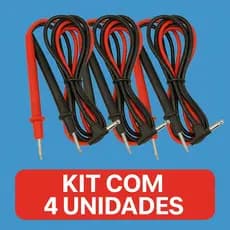 Pontas de Prova Multímetro Universal Pino Banana 90° Vermelho e Preto - 90cm