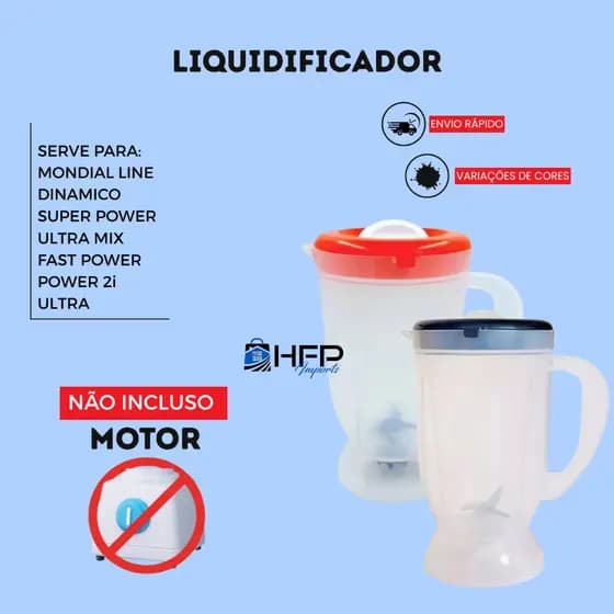 Copo serve p Mondial Line, Dinâmico, Fast power, super, ultra mix, powerr 2i translúcido tampa preta