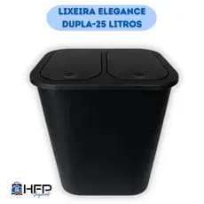 Lixeira Dupla 25 Litros Com Botão Click Organização Para Cozinha Lavanderia Escritorio