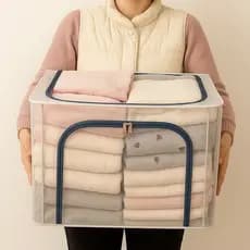 Caixa Organizadora Empilhável  Roupa Armário Objetos Lavanderia Quarto 100L 66L 24L Multiuso