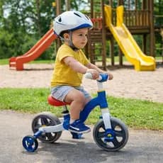 Bicicleta Infantil de Equilíbrio 2 em 1 com Rodinhas Removíveis Azul Brincar na Rua Passeio Prático