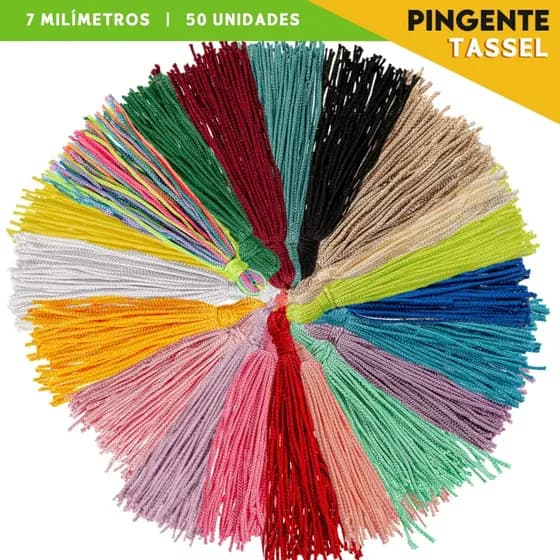 Pingente De Seda Tassel 7 Cm - Franja - Pacote Com 50 Unidades - Diversas Cores - NL