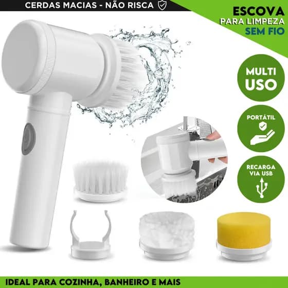 Escova Elétrica Sem Fio Para Limpeza Pesada Recarregável Limpador Multiuso Prático e Fácil - NL