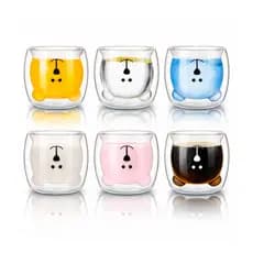 Kit 6 Copos de Vidro 250ml Dupla Parede Personalizado Urso