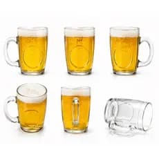 Kit 6 Canecas de Chopp 350ml Vidro Cerveja Premium C/ Alça