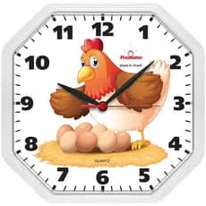 Relógio Gama Branco Galinha Oitavado Plashome Cozinha Sala Escritório
