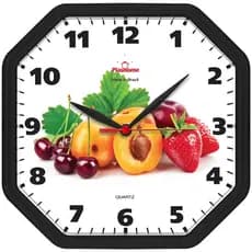 Relógio de Parede Gama Preto Fruta Oitavado Plashome Cozinha Sala Escritório 24 Centímetro