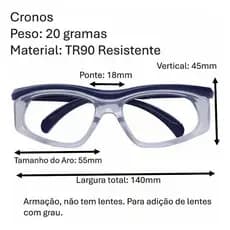 Óculos De Segurança Para Grau Cronos Grilamid* Cor Incolor E Azul Allprot