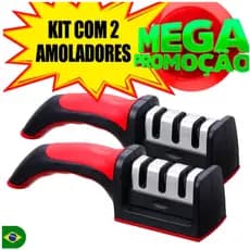 Amolador Afiador De Facas Em Aço Inox Base Emborrachada Profissional Com 3 Afiadores