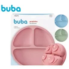 Pratinho Infantil Silicone Macio Com Ventosa e Divisórias alimentar Para Bebê Antiderrapantes