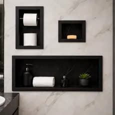 KIT NICHO DE BANHEIRO EM PORCELANATO + PORTA PAPEL HIGIENICO+ SABONETEIRA-ENVIO FULL