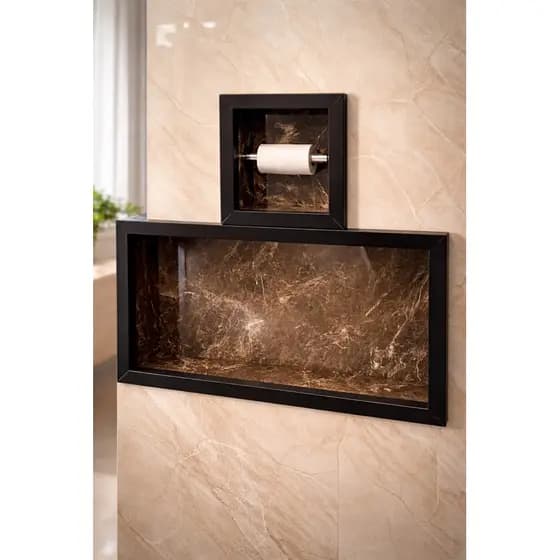 KIT NICHO DE BANHEIRO EM PORCELANATO + PORTA PAPEL HIGIENICO 60X30CM