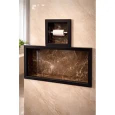 KIT NICHO DE BANHEIRO EM PORCELANATO + PORTA PAPEL HIGIENICO 60X30CM