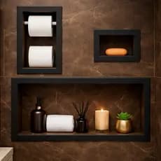 KIT NICHO DE BANHEIRO EM PORCELANATO + PORTA PAPEL HIGIENICO+ SABONETEIRA - ENVIO IMEDIATO.