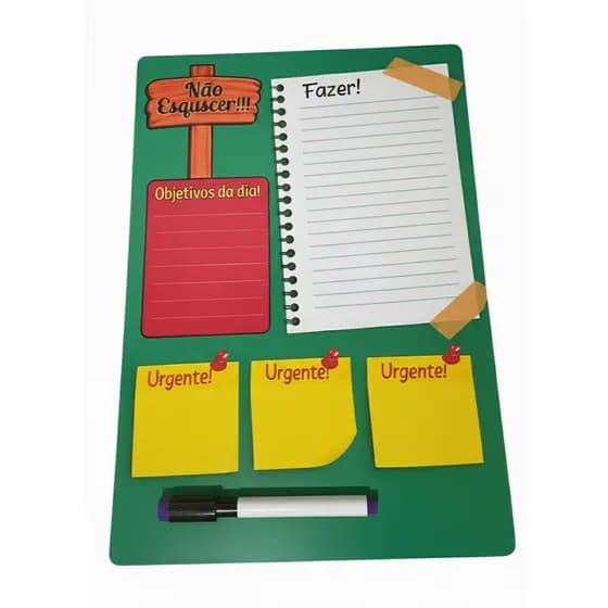 Lousa Magnética Planner Semanal 20x30cm + Caneta | Organização Geladeira