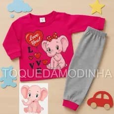 Conjunto Blusa + Calça Para bebe menina roupa de bebe elefantinho luxo