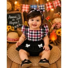 Jardineira Romper  temático Bebê Menina Body Temático Book Festa Mesversário