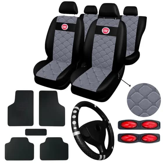 kit Capa Para Banco Carro Fiat Uno Palio Siena Argo Crono +capa de volante de carro+tapete de carro