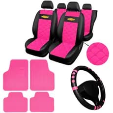 Capa Banco Automotivo Couro Chevrolet Corsa Celta Prisma Onix + Volante + tapete vermelho azul rosa