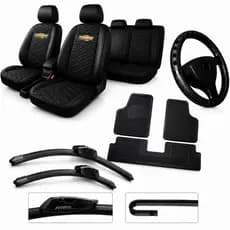 Capa Banco Carro COURO GM Celta Classic Prisma Vectra Astra meriva corsa + tapete + volante +palheta