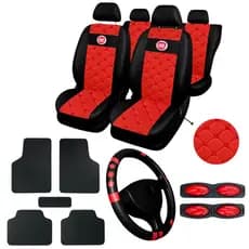 kit Capa Para Banco Automotivo Couro Fiat Palio Uno Siena Punto + Volante de carro + tapete