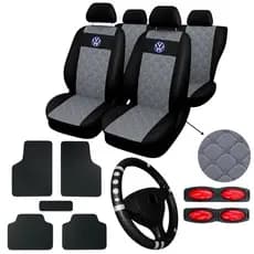 kit Capa Banco Automotivo Couro Gol G1 G2 G3 G4 G5 G6G7 Vw tapete de carro + capa de volante