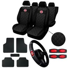 Kit Capa Couro Banco Carro Fiat Uno, Palio E Siena + tapete de carro + capa de volante fiat