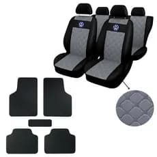 Kit Capa Banco Carro couro P/ Gol Voyage Parati Golf Fox g1 g2 g3 g4 tapete de carro borracha 5 peça