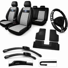 kit Capa Bancos Automotivos Couro Carro Gol G2 G3 G4 G5+limpador de parabrisa palheta tapete+volante
