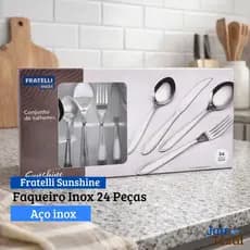 Jogo de Talheres Faqueiro 100% Inox 24 Peças Talheres de Inox Fratelli jogo completo